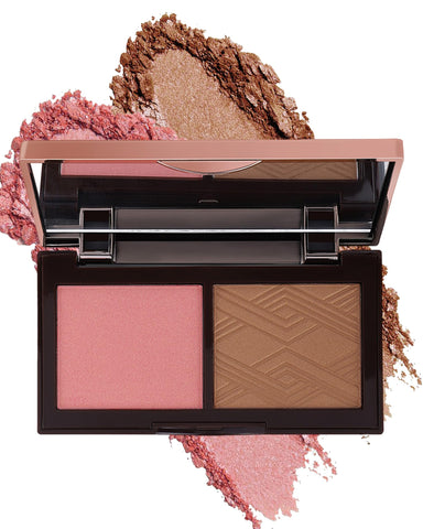 Face Bronzer Contour Blush Powder Palette-2 in 1 Cruelty-Free Buildable Facial Cheek Shimmer Blusher Contour Bronzing Pressed Powder,Blendable Makeup Palette,Mother's Day Gift Set for Women Girl-02