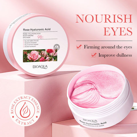 Rose Under Eye Mask,Rose Hyaluronic Acid Moisturizing Under Eye Patches,Collagen Under Eye Gel Patches for Dark Circles and Puffy Eyes Reduce Fine Lines Anti-Ageing