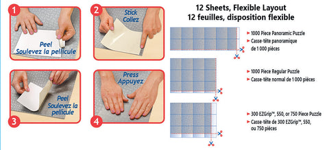 MasterPieces Accessories - 12 Permanent Adhesive Jigsaw Puzzle Glue Sheets with Peel-Off-Backers