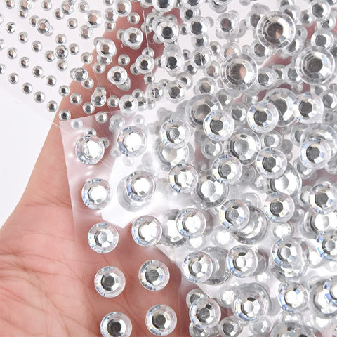 Rhinestone Face Gems Eye Jewels Stick on Crystals Hair Rhinestone Gem Stickers Hair Gem Stamper Hair Jewels Self Adhesive Diamond Stickers Face Eye Stickers for Makeup 6 Sheets, 991 PCS, Adsorted Size