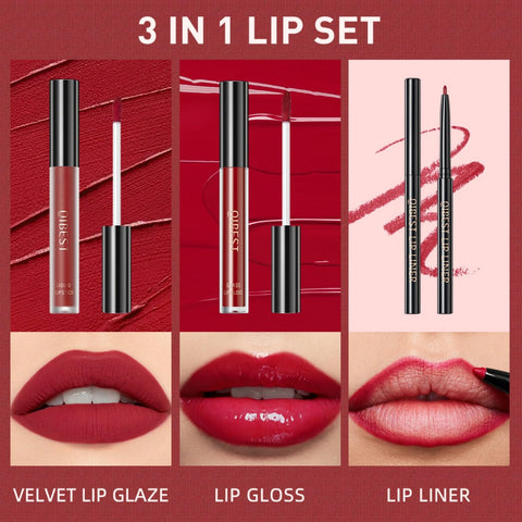 MAEPEOR All In One Lip Kit 3 In 1 Smooth Lipliner Lipgloss and Lipstick Set with Matte Velvet Liquid Lipstick Hydrating Moisturizing Lip Gloss and Creamy Lip Liner (Kit 11, Hot Chocolate)