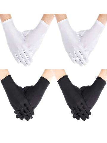 Sumind 4 Pairs Uniform Gloves Costume Gloves Dress Gloves for Man Police Formal Tuxedo Guard Parade Costume (White, Black)