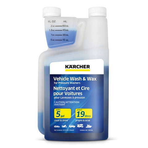 Kärcher 1 Quart Pressure Washer Vehicle Detergent and Wax - Power Washer Soap for Cars, Bikes, Trucks, Boats and More