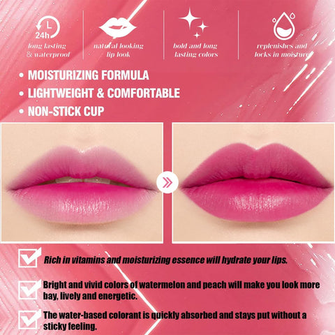 Water Lip Tint Strawberry/Cherry,korean Lip Tint Stain Natural Moisturizing& Non-sticky,Lip/Eye/Cheek 3 in 1 Lip Gloss?Smudge-proof & Lightweight,Vivid Color