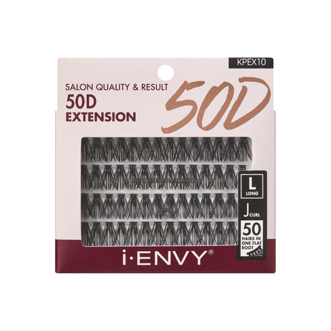 i-ENVY 50D Extension Cluster Individual Lashes, Easy to Apply, Flat Tapered-End Root, Pre-fanned Volume Lashes, J Curl with Soft Fiber, Quick Application for Salon Quality & Result (Long-56Clusters)