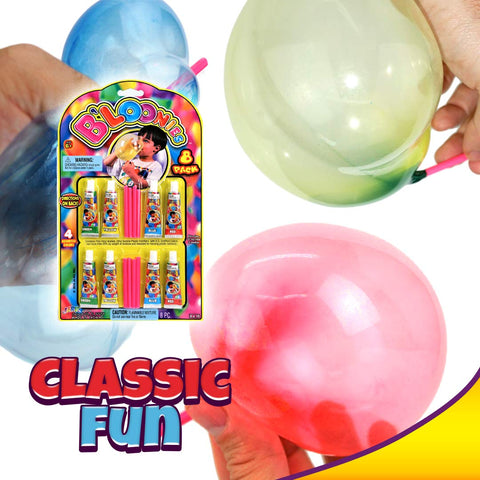 JA-RU Bloonies Magic Plastic Bubbles with Straw (1 Pack/ 8 Tube) Super Elastic Bubble Balloons for Kids. 90s Toys Nostalgia, Bubble Party Favors, 2000s Party Decorations. 774-1A