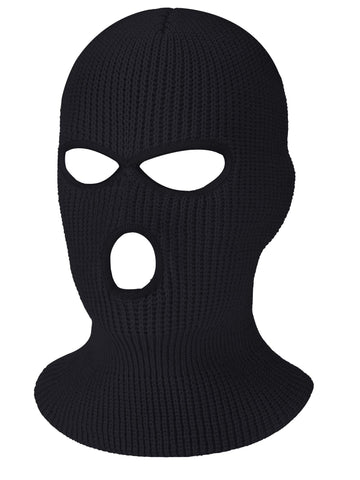 SATINIOR 3 Holes Ski Mask Full Face Cover Outdoor Balaclava Winter Knitted Neck Gaiter for Halloween Sports Cycling(Large,Pure Black)