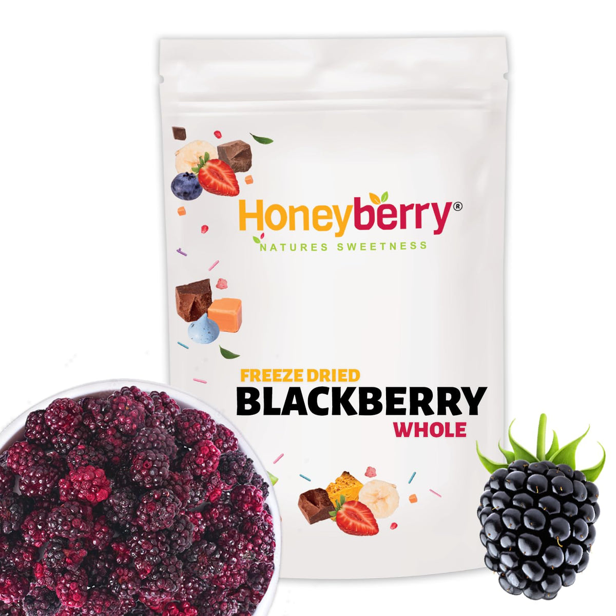 Freeze Dried Blackberry Whole 100g - No Added Sugar, 100% Natural, Gluten Free, Vegan Friendly