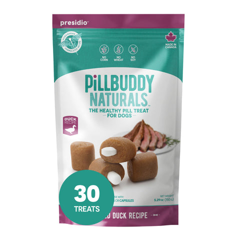 Presidio Pill Buddy Naturals - Duck Recipe Pill Hiding Treats for Dogs - Make A Perfect Pill Concealing Pocket Or Pouch for Any Size Medication - 30 Servings