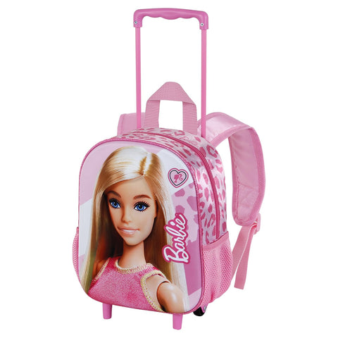 Barbie Fashion-Small 3D Backpack with Wheels, Pink, 26 x 34 cm, Capacity 12.5 L