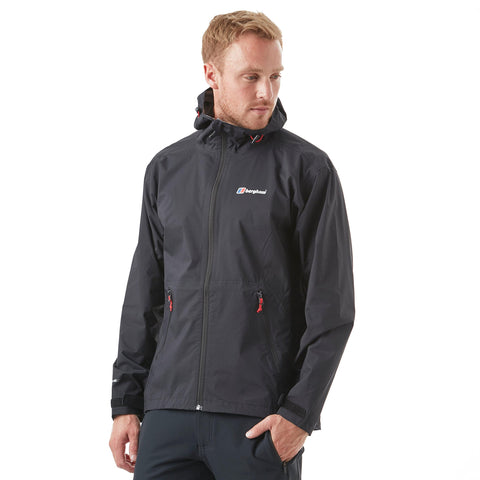 Berghaus Mens Stormcloud Waterproof Jacket with AQÃƒÆ’Ã†â€™Ãƒâ€šÃ‚Â¢ÃƒÆ’Ã‚Â¢ÃƒÂ¢Ã¢â‚¬Å¡Ã‚Â¬Ãƒâ€¦Ã‚Â¾ÃƒÆ’Ã¢â‚¬Å¡Ãƒâ€šÃ‚Â¢2 Fabric and Fully Adjustable Hood, Packable Rain Jacket, Black, L