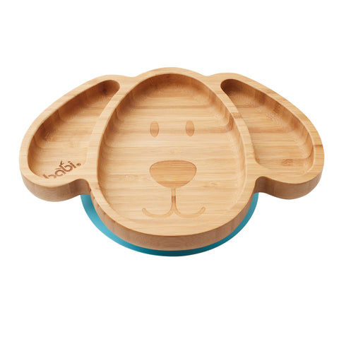 BABIÃƒÆ’Ã†â€™Ãƒâ€ Ã¢â‚¬â„¢ÃƒÆ’Ã‚Â¢ÃƒÂ¢Ã¢â‚¬Å¡Ã‚Â¬Ãƒâ€¦Ã‚Â¡ÃƒÆ’Ã†â€™ÃƒÂ¢Ã¢â€šÂ¬Ã…Â¡ÃƒÆ’Ã¢â‚¬Å¡Ãƒâ€šÃ‚Â® Baby Toddler Large Dog Plate, Natural Bamboo, with Stay Put Silicone Suction Ring (Blue)