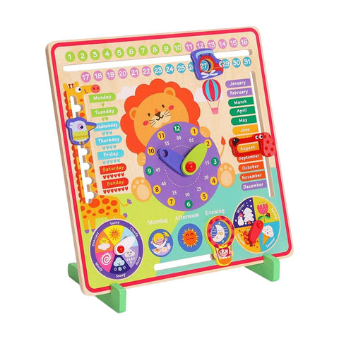 Mashin Month Time Clock Toy,Wooden Learning Clock All About Today Board - Early Education About Seasons, Months, Days of Week, Time Telling