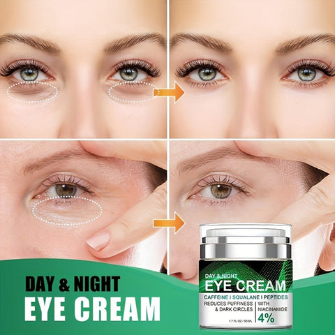 Caffeine Eye Cream for Puffiness and Bags Under Eyes Daily Anti-Wrinkle Cream Collagen Eye Cream Day and Night Peptide Eye Cream Reduce The Look Of Aging Line Smoothing Skin Care 1.7 FL OZ,1 Pack