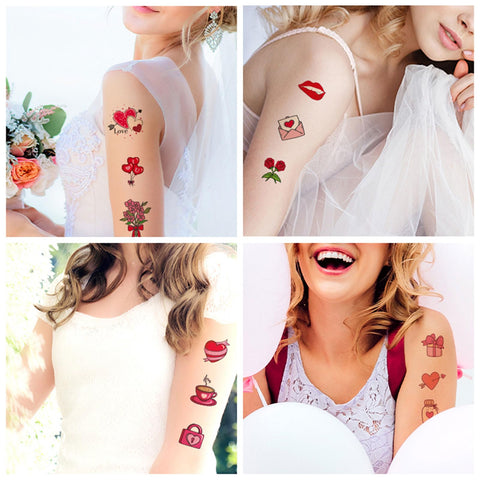 Temporary Tattoos for Women Wife, 105PCS Wedding Love Confession Couple Bridesmaid Romantic Party Body Stickers, Valentine's Day Fake Tattoos, Heart Flower Angel Decorations Gifts for Kids Boys Girls