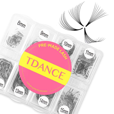 TDANCE 600 Fans Premade Fans Eyelash Extensions 8-15mm Mixed Length Pre Made Fans Lash Extensions 5D 8D 10D 12D 14D 16D 24D Handmade Promades Eyelash Fans C/D Curl Loose Fans(600-10D-0.07-D-8-15mm)