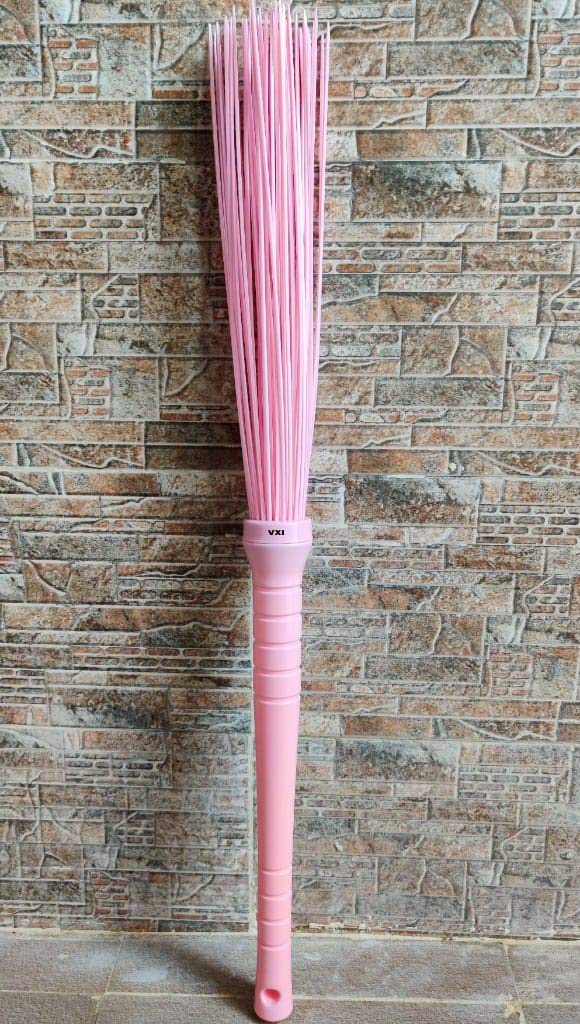 VXI Kharata Xl 32 Plastic Broom For Bathroom & Home Floor Cleaning | Long Handle Jhadu With 60 Plastic Sticks | Color Multi (Pack Of 1, hard_floor)