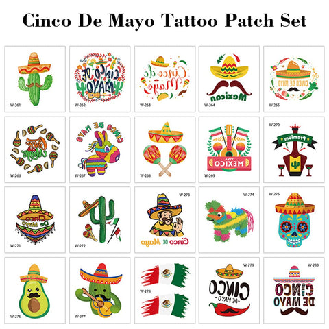 Fiesta Party Supplies Temporary Tattoos, Sombrero Party Temporary Tattoo, Cinco De Mayo Tattoo Decorations, Taco Pinata Mexican Tattoos Stickers, Final Fiesta Bachelorette Tattoos 10 styles