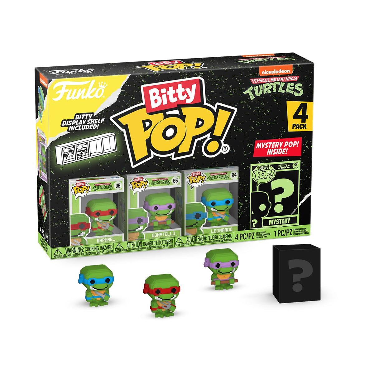 Funko Bitty Pop! Teenage Mutant Ninja Turtles Mini Collectible Toys 4-Pack - 8-Bit Raphael, 8-Bit Donatello, 8-Bit Leonardo & Mystery Chase Figure (Styles May Vary)