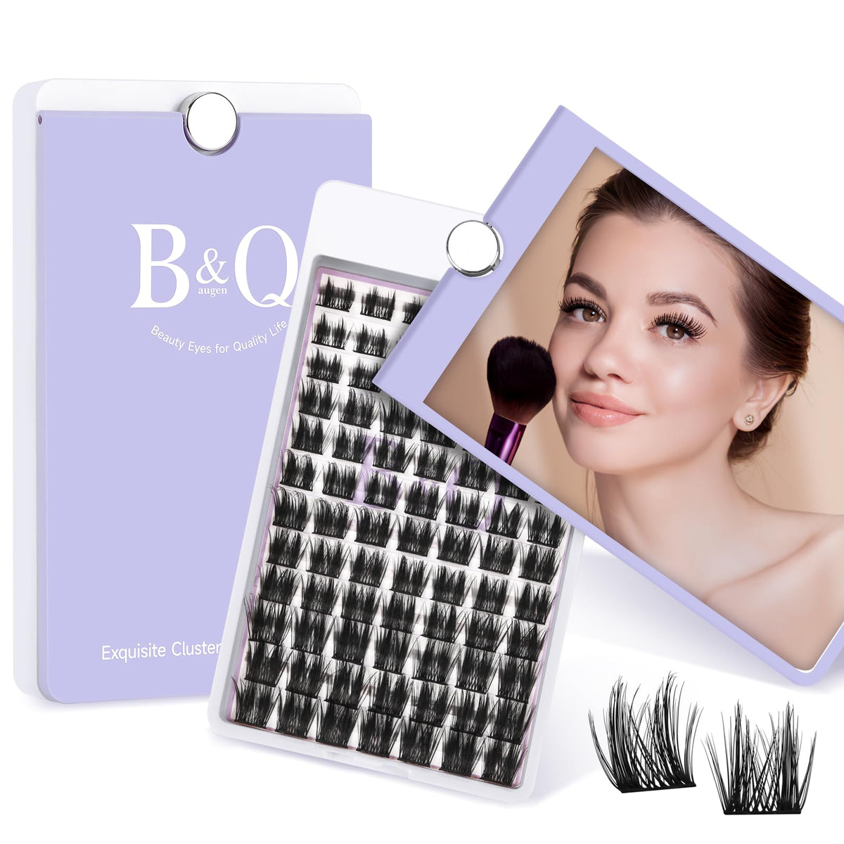 B&Q Lash Clusters D Curl 8-16MIX 84 PCS Eyelash Clusters Wispy with 360Ã‚Â° Rotatable Mirror Cluster Eyelash Extensions Natural Lash Clusters Lashes Wispy Diy Lash Extensions Clusters (Q09,D 8-16MIX)