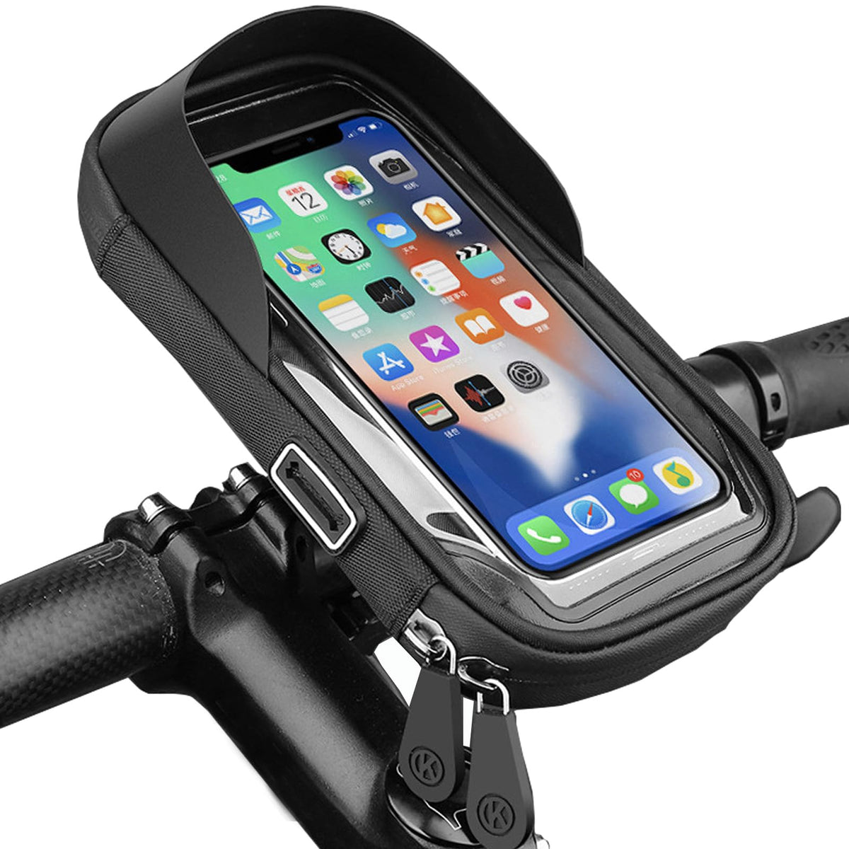 flintronic Bike Phone Holder Waterproof, Bike Phone Mount 360ÃƒÆ’Ã†â€™ÃƒÂ¢Ã¢â€šÂ¬Ã…Â¡ÃƒÆ’Ã¢â‚¬Å¡Ãƒâ€šÃ‚Â° Rotation, Cycling Handlebar Bag with Touchscreen, Bicycle Phone Cycling Bag for iPhone Samsung Smart Phone up to 6.4''