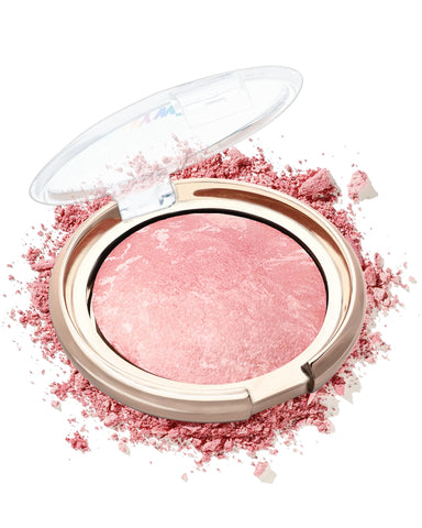 Baked Blush-Brighten Lighting Glow Marbleized Blush Powder Palette, Cruelty-Free Powder Blush, Eyeshadow & Highlight for a Lightweight Shimmery Satin Face Makeup, Gift for Women (0.49Ounce)-01#Peachy