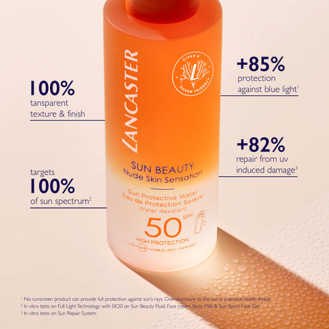 Lancaster Sun Beauty Sun Protective Water SPF50 150ml | Invisible Sunscreen For Body | Broad Spectrum Sun Protection