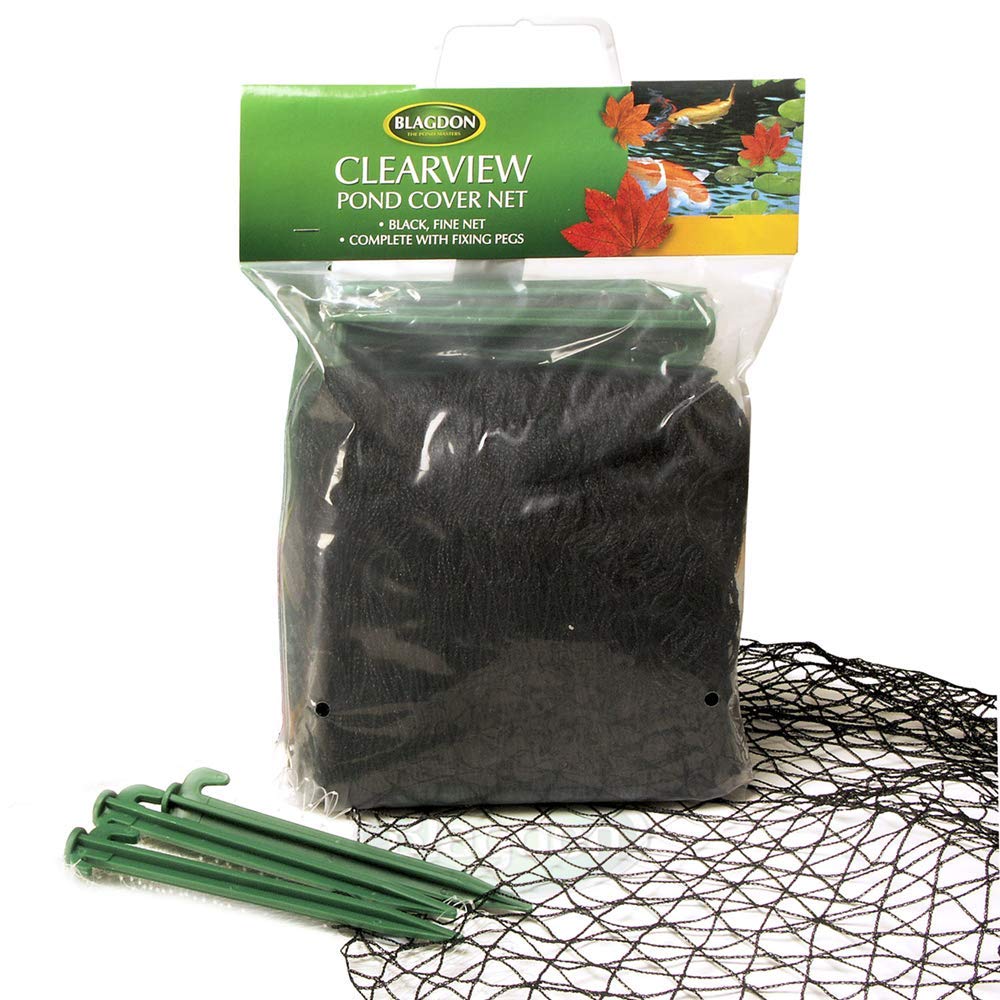 Blagdon 1022378 Clearview Pond Cover Netting, Strong Double Weave, Black, Fine, with 6 Fixing Pegs, Net Size 3m x 2m (10’ x 6’ 6”), Protects Pond