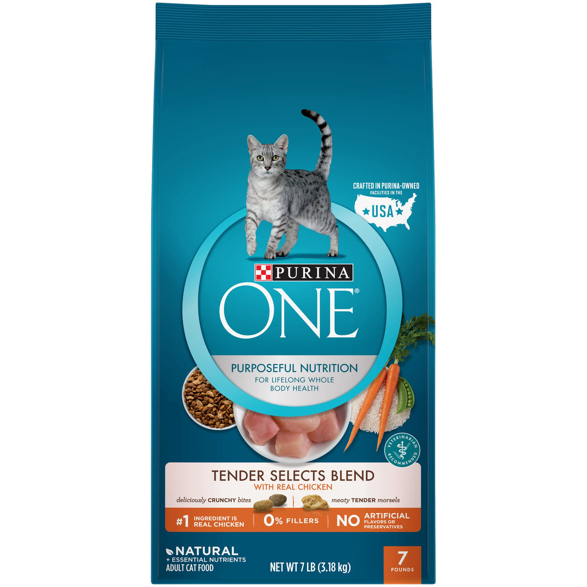 Purina ONE Natural Dry Cat Food, Tender Selects Blend With Real Chicken - 7 lb. Bag