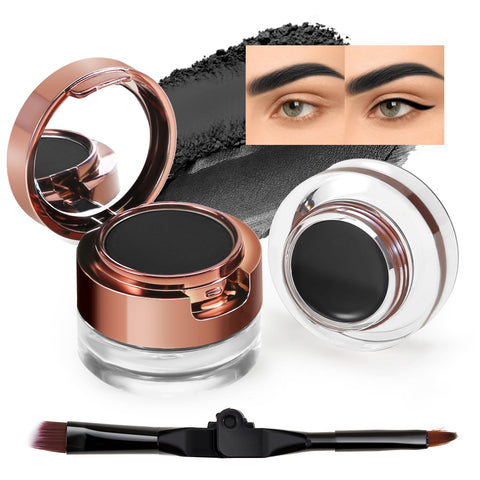 AFGHOUZ Cream Eyebrow Duo Kit, Brow Powder and Eyeliner Gel, Eye Brow Pomade Waterproof Highly Pigmented, Filler Thicker Brows, with Dual Head Brush