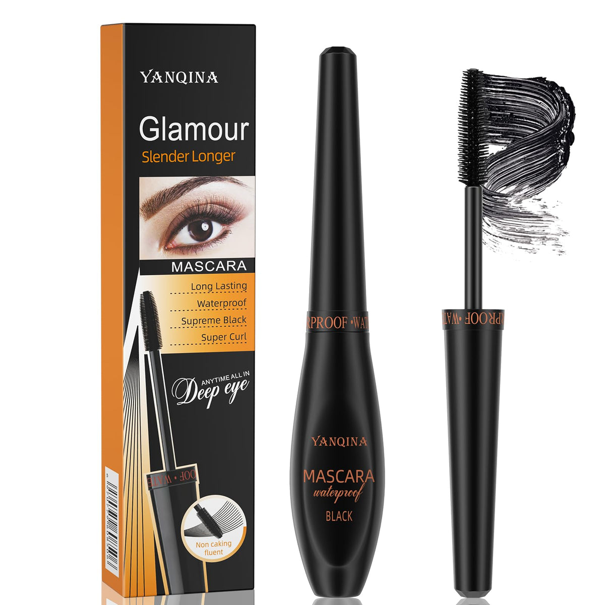 YANQINA Mascara,Volume and Length Mascara Liquid Lash Extensions Long-Lasting and Waterproof & Smudge-Proof, Can Be Gift