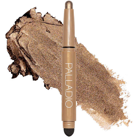 Palladio Waterproof Eyeshadow Stick with Blending Sponge, Long Lasting & Effortless Application, Smudge Free & Crease Proof Formula, Matte & Shimmer Shades, Buildable Eye Shadow (Bronze Shimmer)