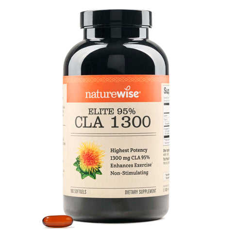 NatureWise CLA 1300 - CLA Supplement w/ 95% Active Conjugated Linoleic Acid for Women and Men, Non-Stimulating, Supports Weight & Fitness Goals - Non-GMO, Gluten Free - 180 Softgels[2-Month Supply]