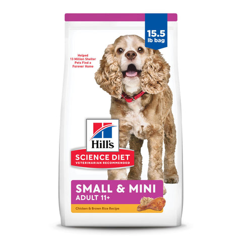 Hill's Science Diet Dry Dog Food, Adult 11+ for Senior Dogs, Small Paws, Chicken Meal, Barley & Brown Rice Recipe, 15.5 lb. Bag