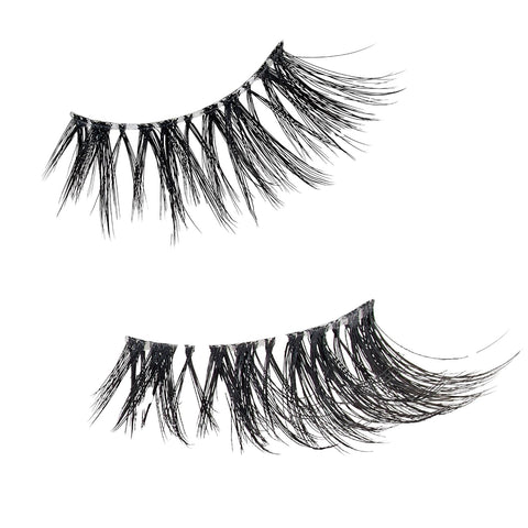 i-ENVY Half Lashes, Edge Fit False Eyelashes Natural Dramatic Look Wispy Cat Eye Clear Band Fluffy Volume Soft Strip Short Half Fake Eyelashes Light Weight Comfort Everyday Easy to Wear (FLUTTERY FIT)