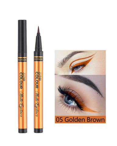 Brown Liquid Eyeliner Pen, Waterproof Color Eyeliner Matte Long-lasting, Smudge-proof Fast-drying, High-pigmented Rainbow Colorful Neon Eye Liner Pencil, Easy to Color, Christmas Gift for Women Girls