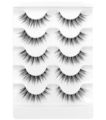 Veleasha Lashes 5D Faux Mink Lashes 100% Handmade Luxurious Fake Eyelashes Lightweight Fluffy False Eyelashes 5 Pairs Pack (G2)