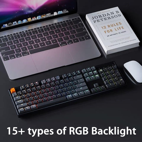 Keychron K10 Full Size Layout 104-Key Wireless Mechanical Keyboard, Hot-Swappable RGB Backlight with Gateron G Pro Red Switch Aluminum Bluetooth/Wired Gaming Keyboard for Mac Windows