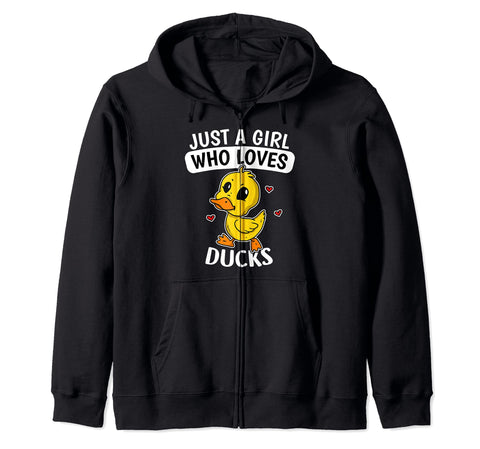 Just A Girl Who Loves Ducks Cute Duck Costume Zip Hoodie