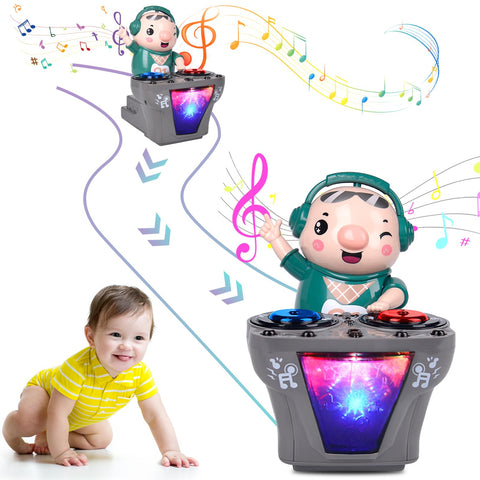 DJ Electric Music Dancing Pig Toy, DJ Swinging Piggy Toy, Electric DJ Pig with Music and LED Lights, Funny Cute Swing Dancing Piggy Toy, Music Toys for Babies Boys Girls