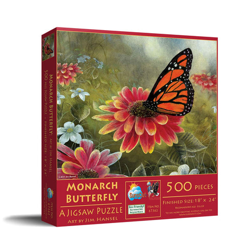 SUNSOUT INC - Monarch Butterfly - 500 pc Jigsaw Puzzle by Artist: Jim Hansel - Finished Size 18" x 24" - MPN# 67362