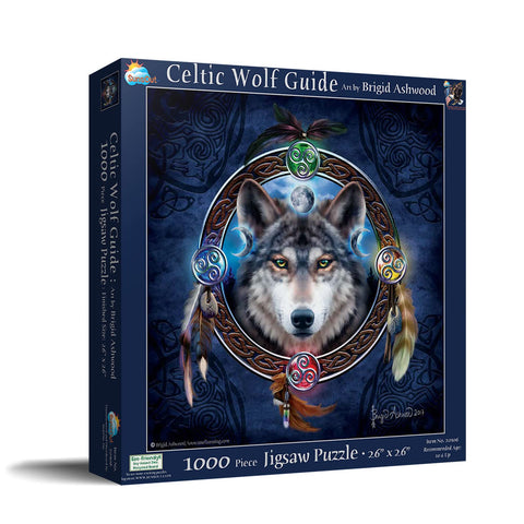 SUNSOUT INC - Celtic Wolf Guide - 1000 pc Jigsaw Puzzle by Artist: Brigid Ashwood - Finished Size 26" x 26" - MPN# 20106