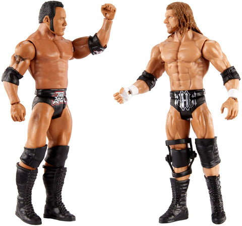 WWE The Rock vs Triple H Championship Showdown 2-Pack 6-in Action Figures Friday Night Smackdown Battle Pack for Ages 6 Years Old & Up