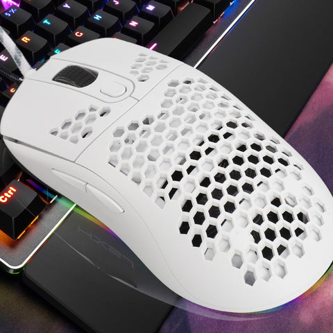 Zunate X600 RGB Lighting Mouse, 6 Programmable Buttons 8000 DPI Gaming Mouse, Ergonomic Design for Laptop Gamer (White)