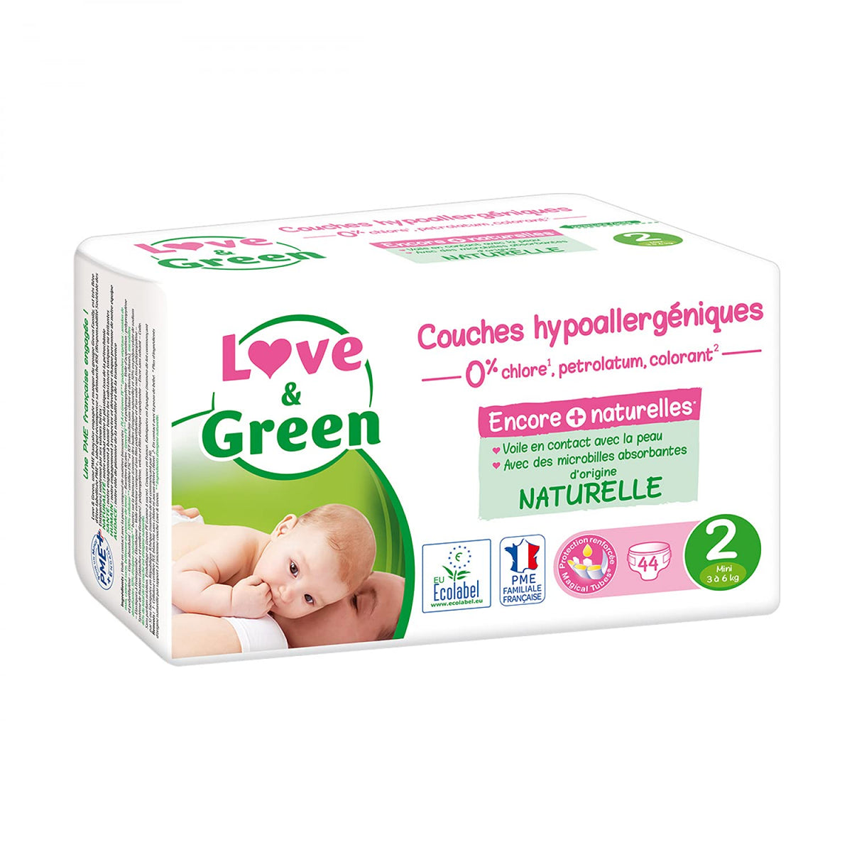 Love & Green Hypoallergenic Nappies 44 Nappies Size 2 (3-6kg)