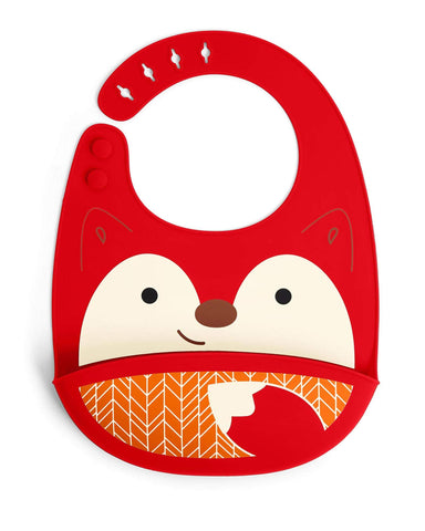 Skip Hop Zoo Fold and Go Silicone Bib Fox, Red