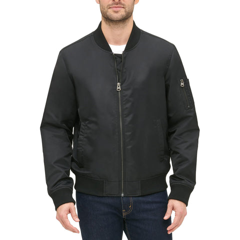 Levi's Men's Flight Satin Bomber Jacket, Black Classic Unfilled, L