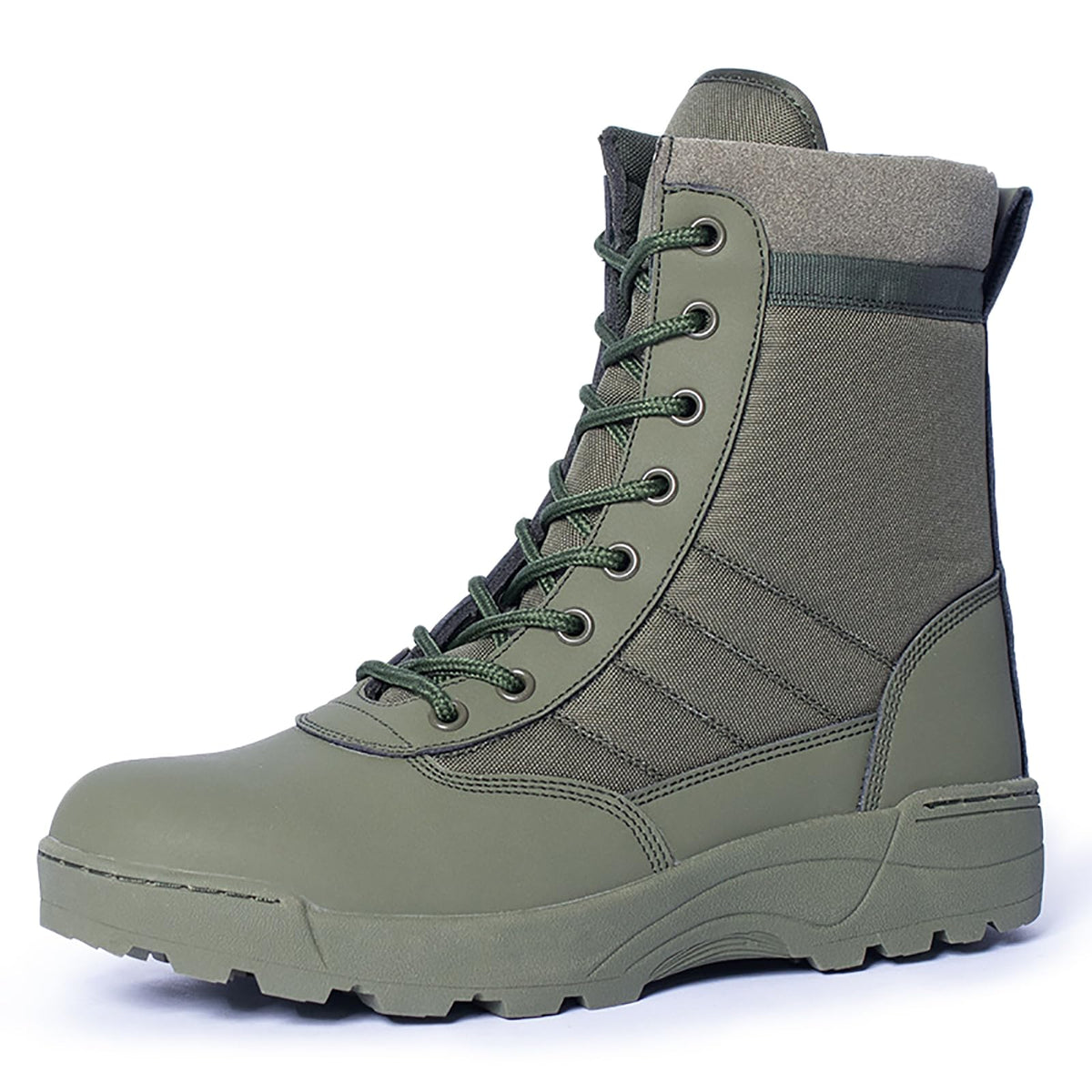 QAXZESA Men's Combat Boots Ultralight Breathable Military Boots Outdoor Desert Tactical Booties Army Patrol Boot Security Police Shoes,Green-47