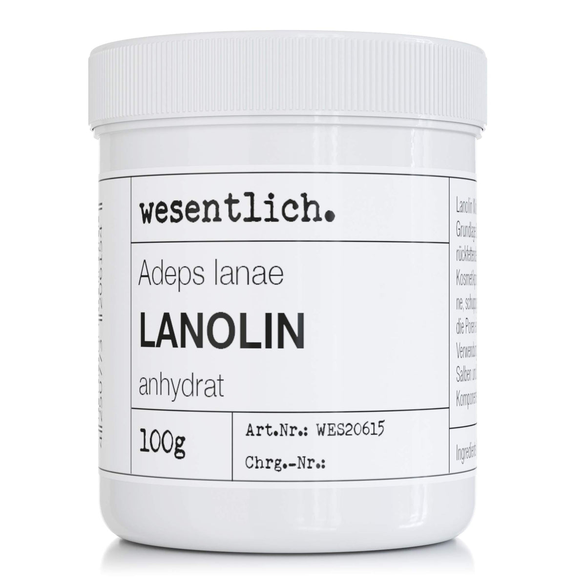 Lanolin wool fat anhydrate, 100 g, water-free and hardly any odour, wool wax from wesentlich.