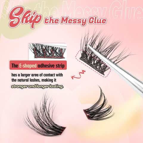 Self Adhesive Eyelashes Clusters Strip 210Pcs Press on Lash Clusters Strips No Glue zanlufly Black Self-stick Replacement of Lash Glue Instantly Application